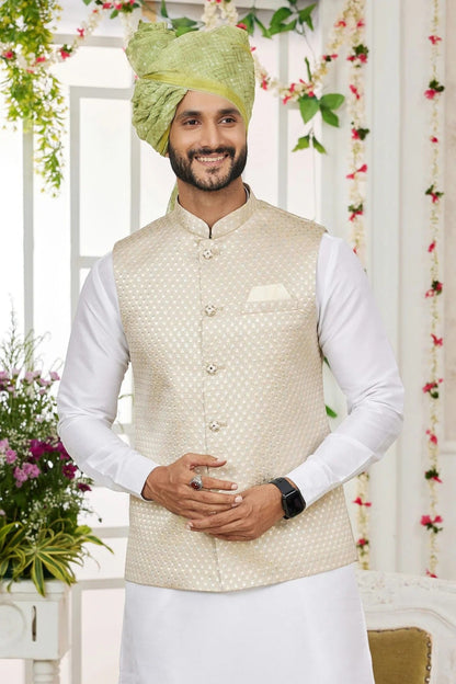 Beige Art Silk Kurta PajamaWith Jacket  NCKP12310104