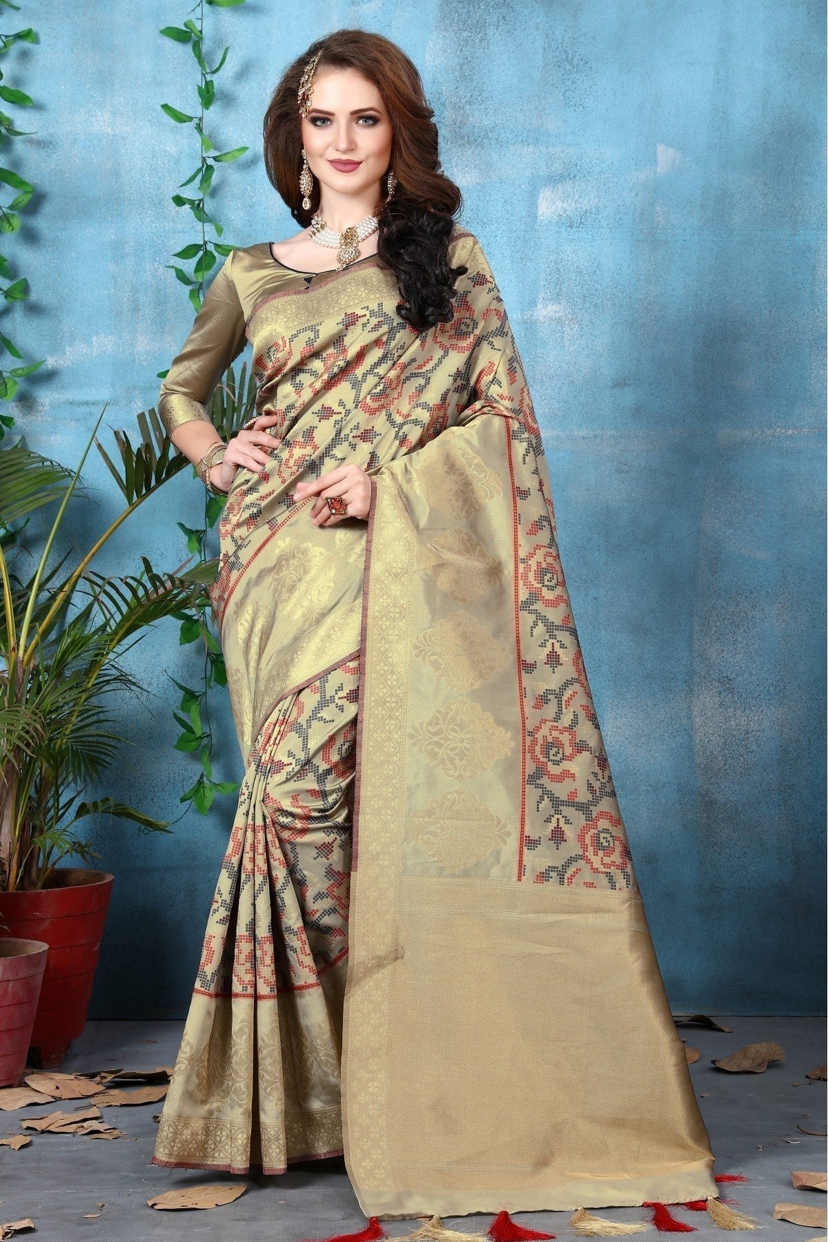 Beige Banarasi Art Silk Woven Saree NCSD11210806