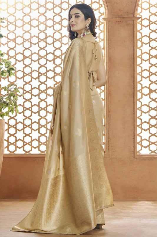 Beige Banarasi Silk Traditional Saree NCSD11112238