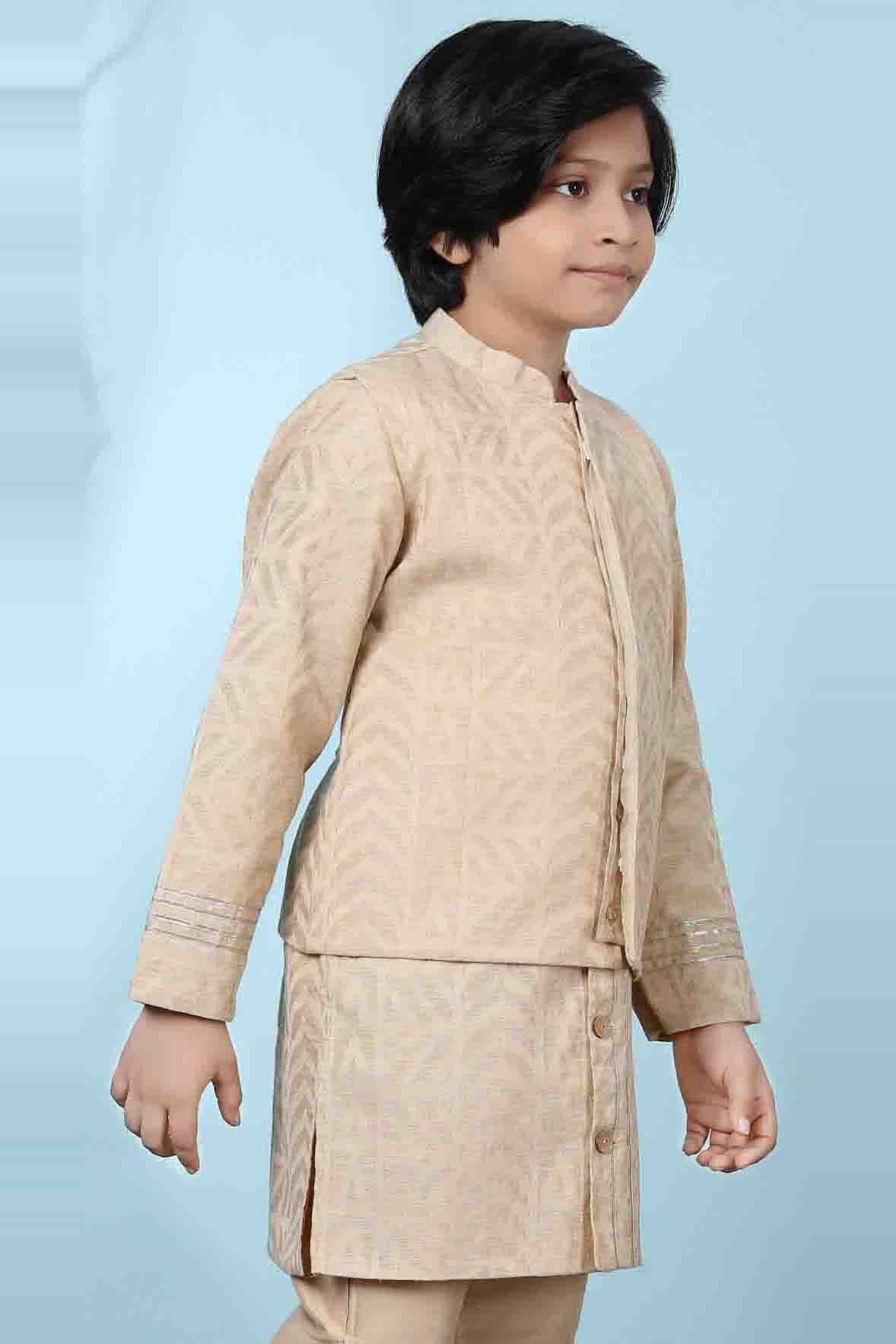Beige Chanderi Silk Jacket  NCBW10710737
