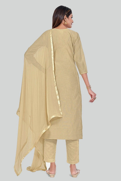 Beige Chanderi Silk Pant Style Suit NCSM11112350