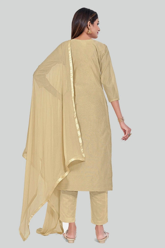 Beige Chanderi Silk Pant Style Suit NCSM11112350
