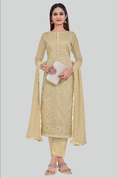 Beige Chanderi Silk Pant Style Suit NCSM11112350