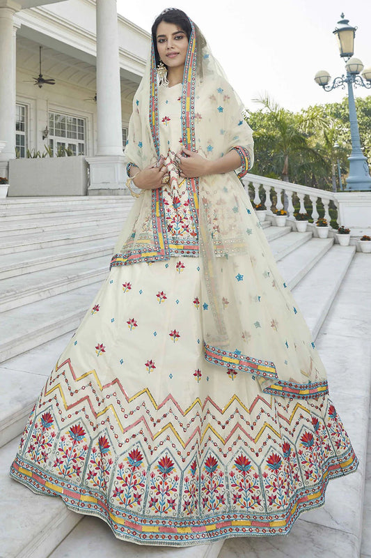 Beige Chinon Chiffon Embroidery Lehenga Suit NCSM11510126