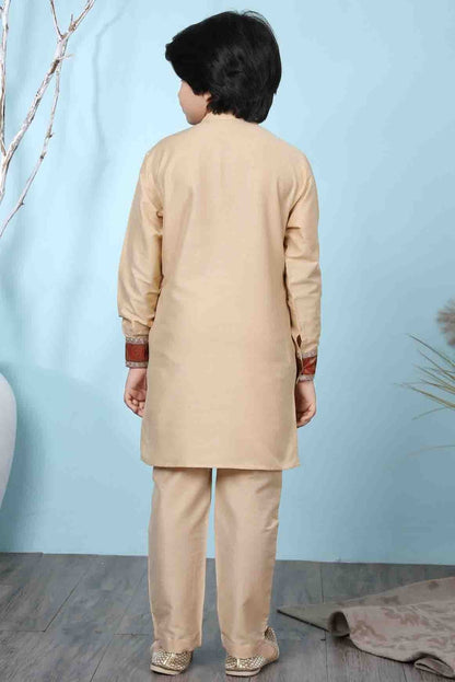 Beige Cotton Silk Kurta Pajama NCBW10710672