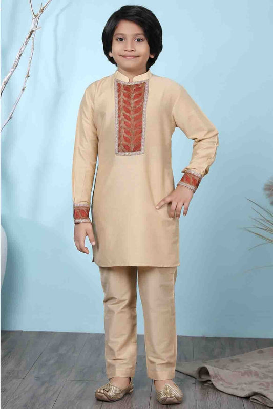 Beige Cotton Silk Kurta Pajama NCBW10710672