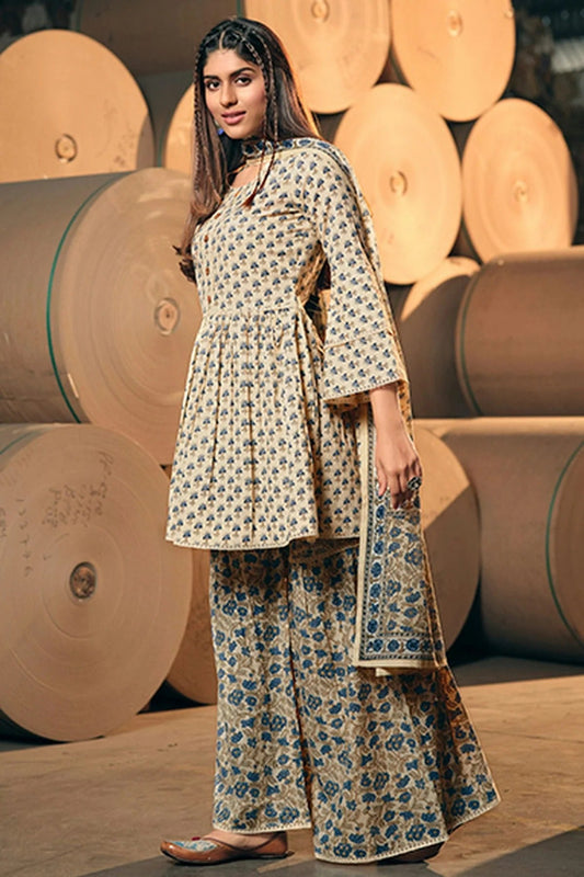 Beige Cotton Stitched Salwar Suit NCSS11111943