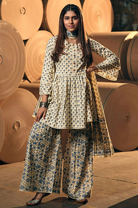 Beige Cotton Stitched Salwar Suit NCSS11111943
