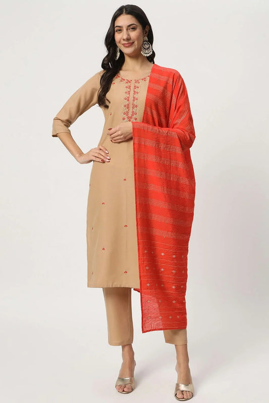 Beige Cotton Stitched Salwar Suit NCSS11111950