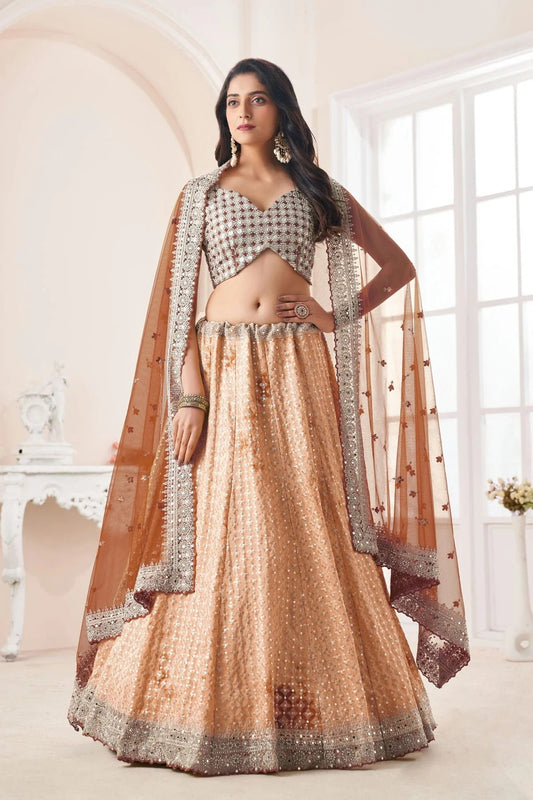 Beige Embroidery Georgette Lehenga Choli NCLD10810232