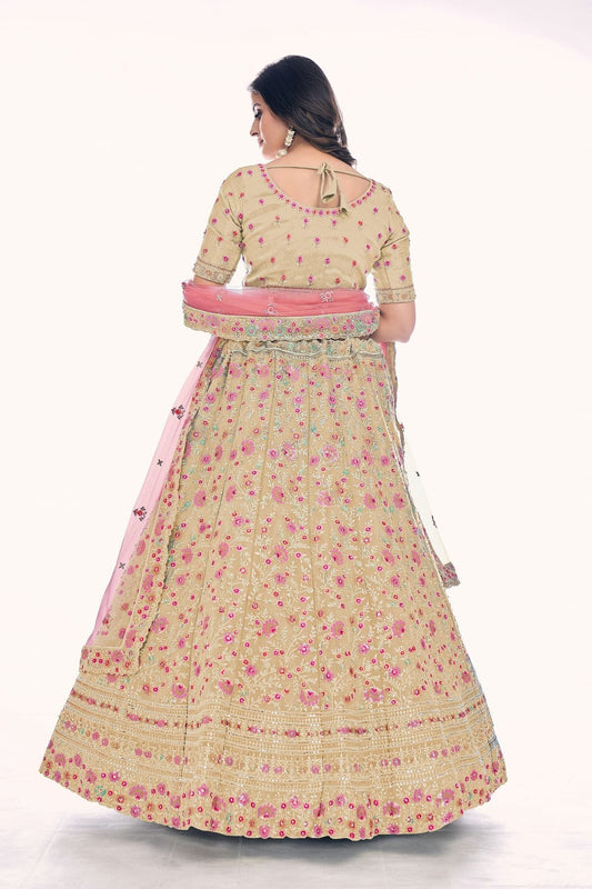 Beige Embroidery Gota Silk Lehenga Choli NCLD10810276