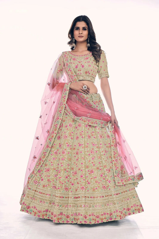 Beige Embroidery Gota Silk Lehenga Choli NCLD10810276