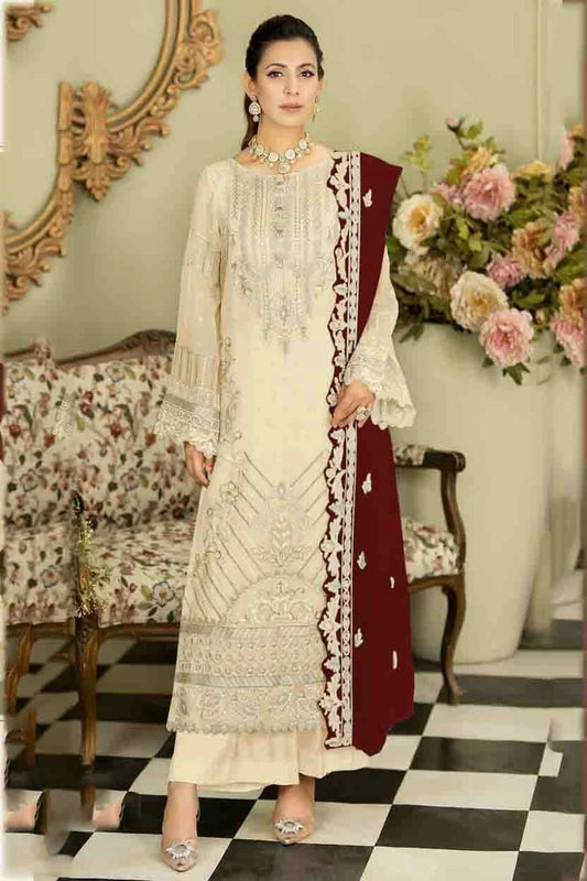 Beige Faux Georgette Pakistani Suit NCSM11410147