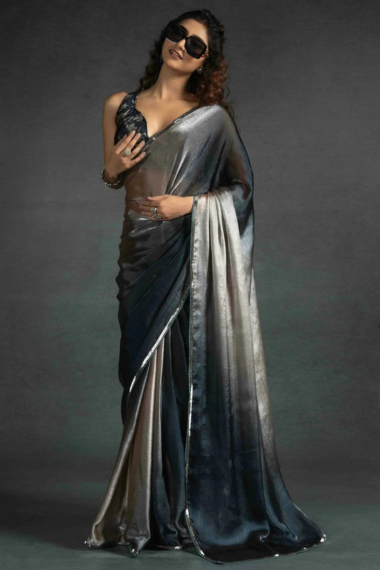 Beige Fendi Satin Silk Ready To Wear Saree NCSD11210119