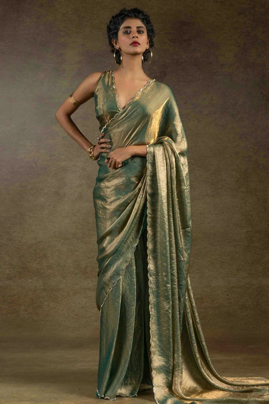 Beige Fendi Satin Silk Ready To Wear Saree NCSD11210129