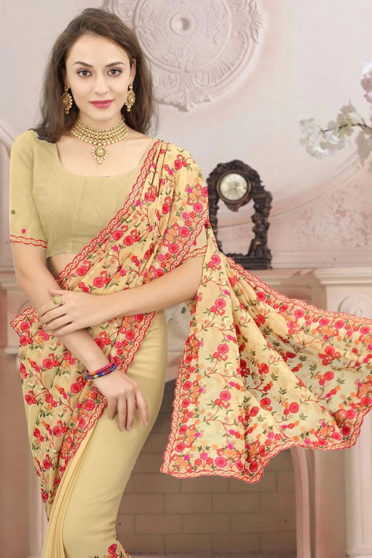 Beige Georgette Designer Saree NCSD10910147