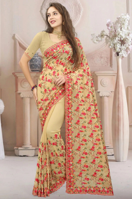 Beige Georgette Designer Saree NCSD10910147