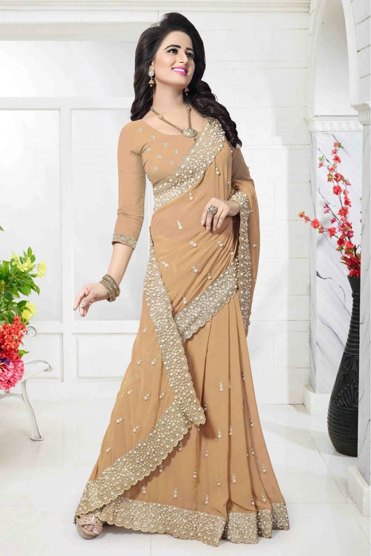 Beige Georgette Designer Saree NCSD10910646