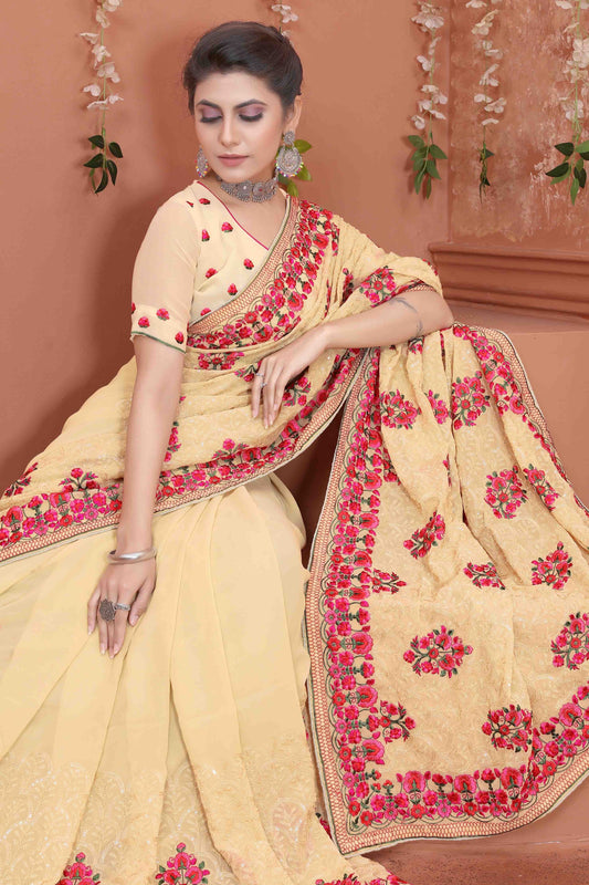Beige Georgette Designer Saree NCSD10910732