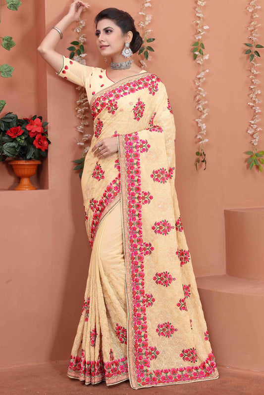 Beige Georgette Designer Saree NCSD10910732