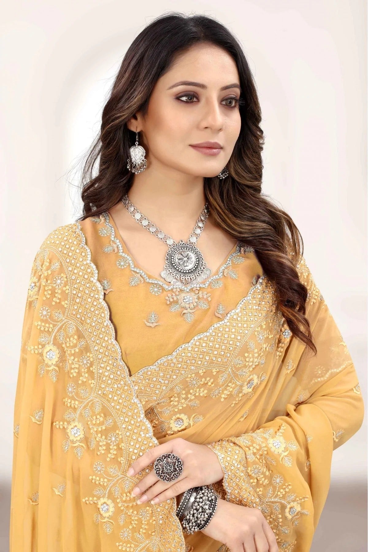 Beige Georgette Designer Saree NCSD11210836