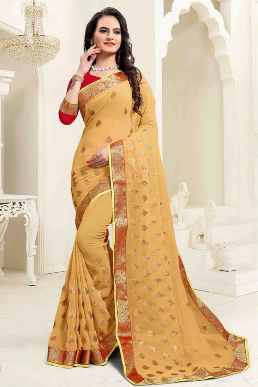 Beige Georgette Embroidery Saree NCSD11210526