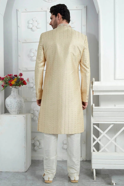 Beige Georgette Sherwan With Churidar Pant  NCSH12310298