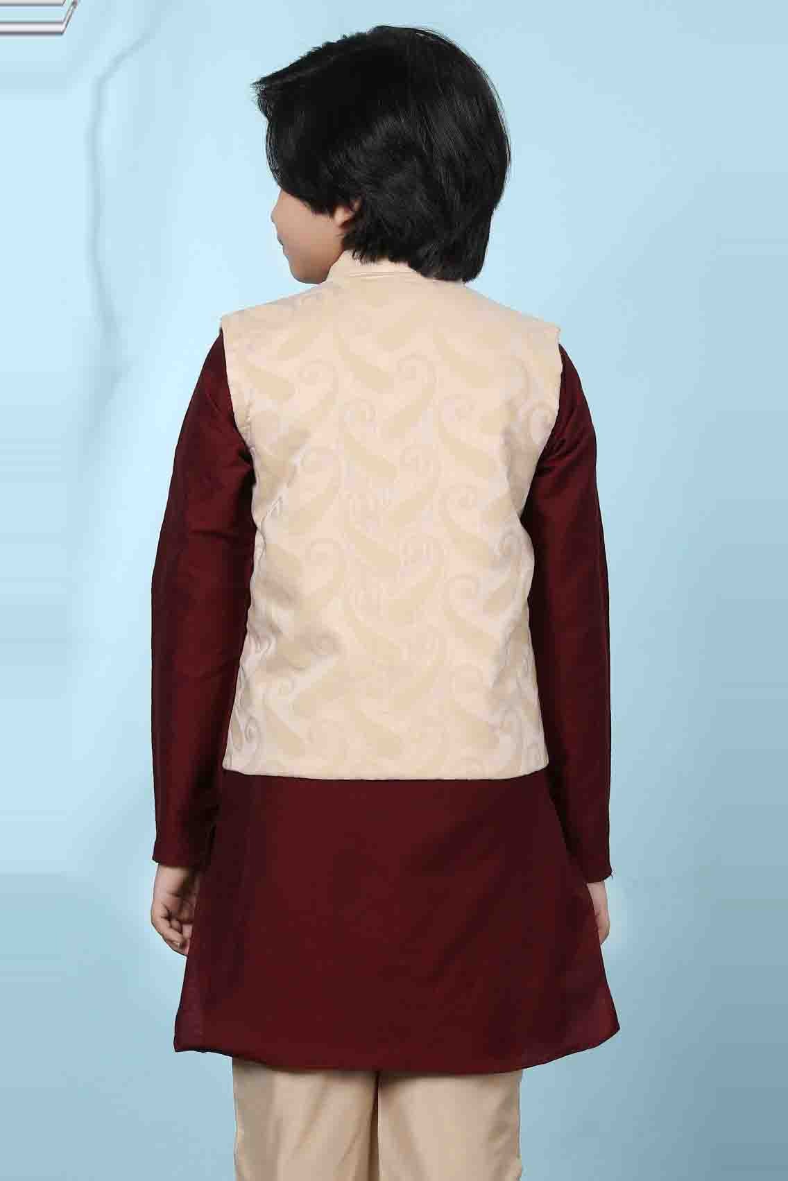 Beige Handloom Silk Jacket  NCBW10710734