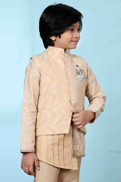 Beige Handloom Silk Jacket  NCBW10710735