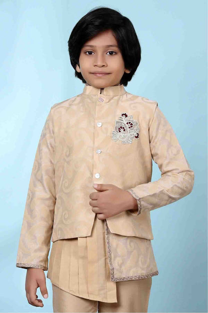 Beige Handloom Silk Jacket NCBW10710735