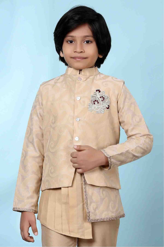 Beige Handloom Silk Jacket NCBW10710735