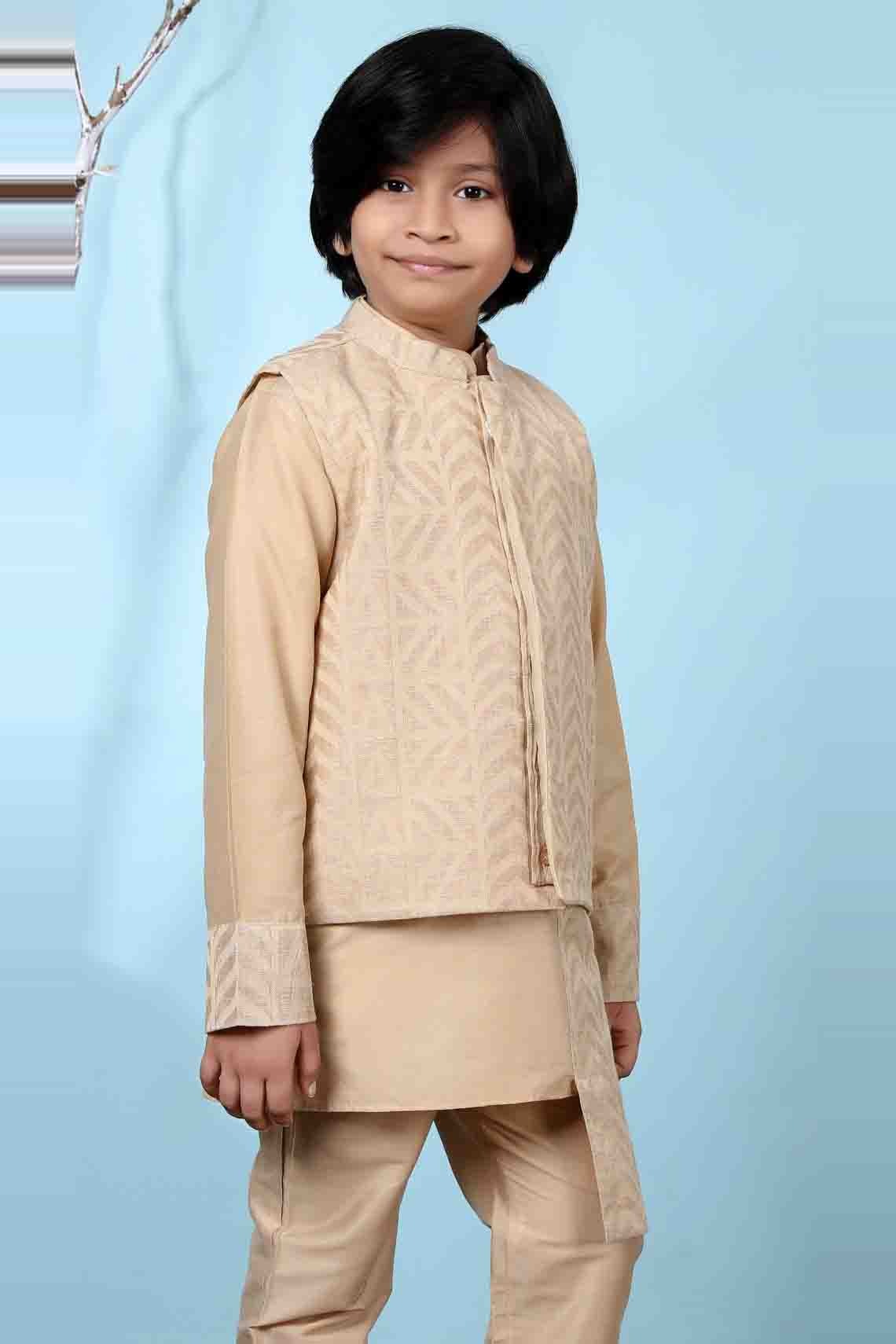 Beige Handloom Silk Jacket  NCBW10710736