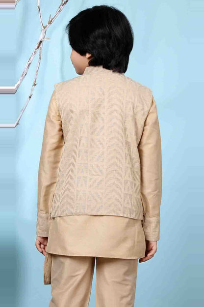 Beige Handloom Silk Jacket  NCBW10710736
