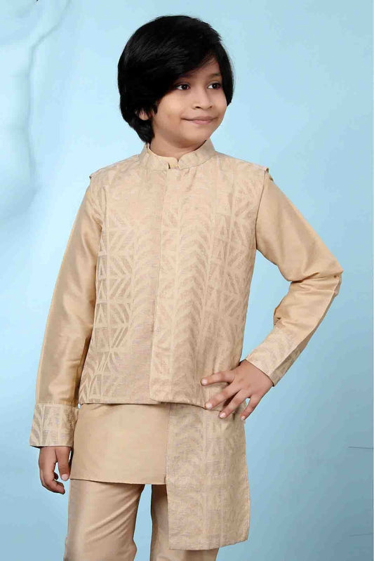 Beige Handloom Silk Jacket NCBW10710736