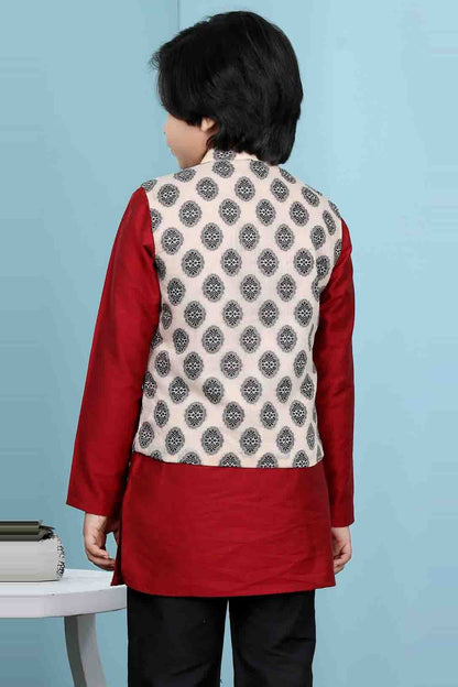 Beige Handloom Silk Jacket  NCBW10710747