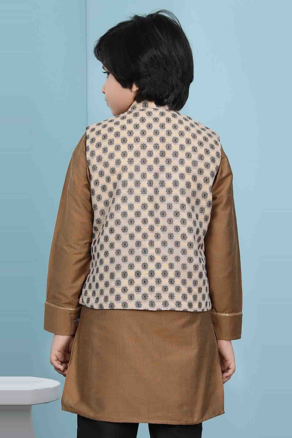 Beige Handloom Silk Jacket  NCBW10710750