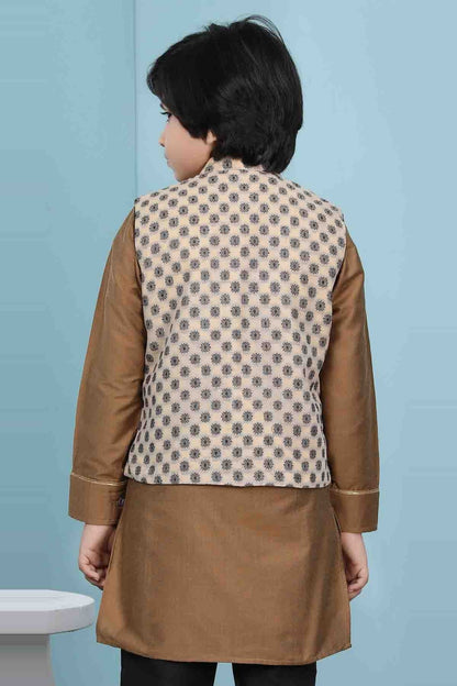 Beige Handloom Silk Jacket  NCBW10710750