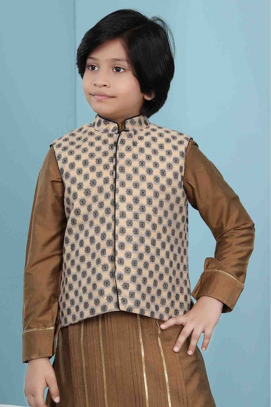 Beige Handloom Silk Jacket NCBW10710750