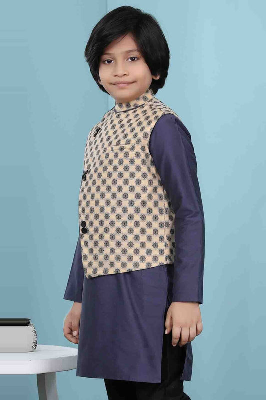 Beige Handloom Silk Jacket  NCBW10710751