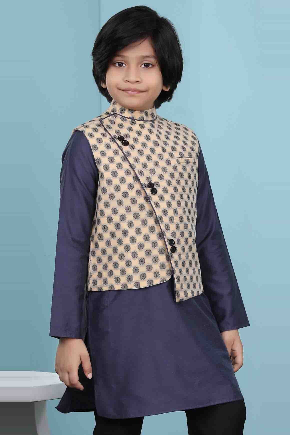 Beige Handloom Silk Jacket  NCBW10710751