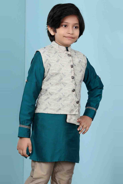 Beige Handloom Silk Jacket  NCBW10710755
