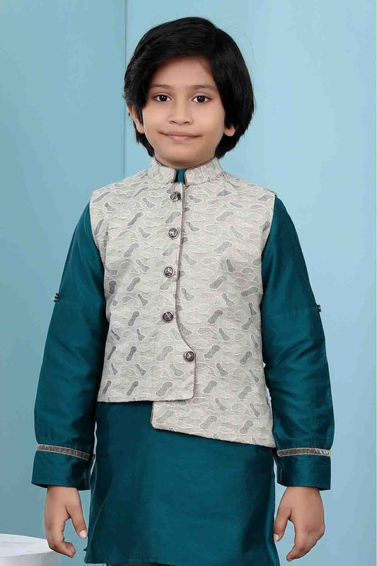 Beige Handloom Silk Jacket NCBW10710755