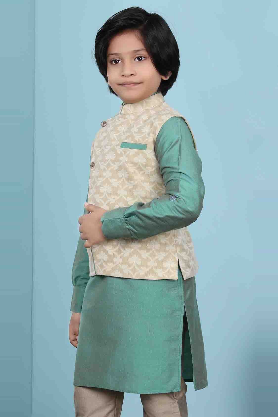 Beige Handloom Silk Jacket  NCBW10710758