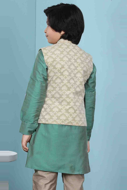 Beige Handloom Silk Jacket  NCBW10710758