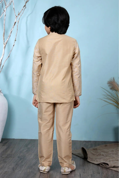 Beige Handloom Silk Kurta Pajama NCBW10710675