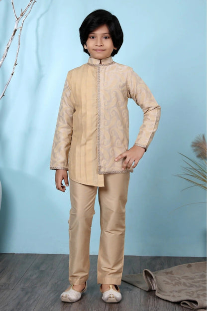 Beige Handloom Silk Kurta Pajama NCBW10710675