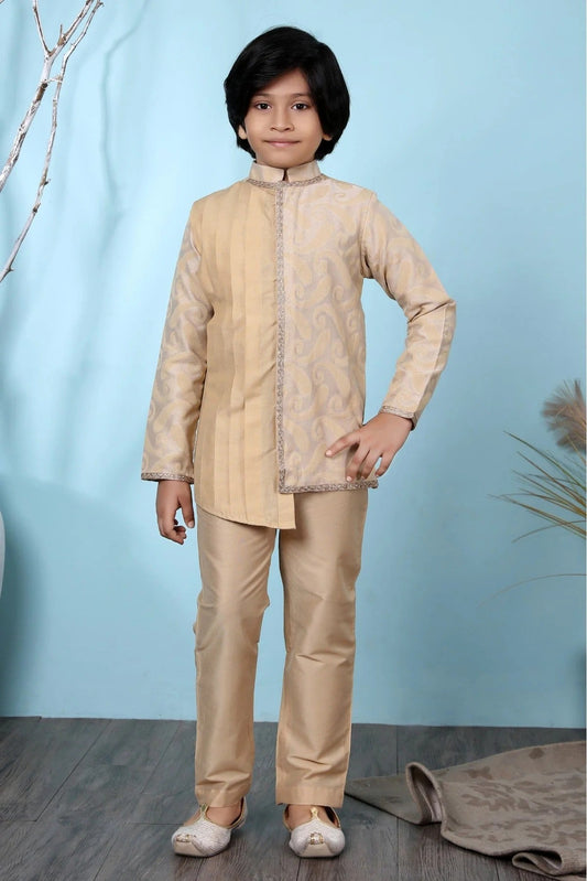 Beige Handloom Silk Kurta Pajama NCBW10710675