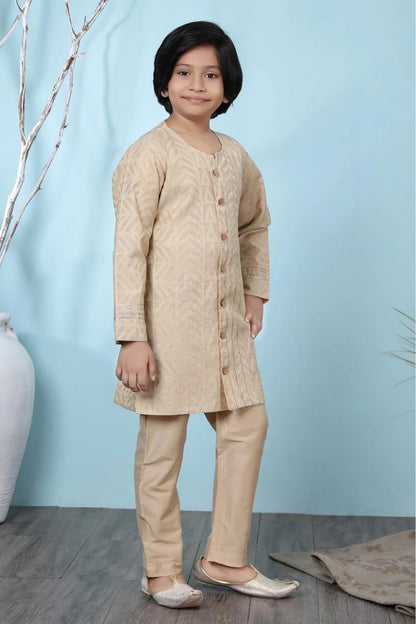 Beige Handloom Silk Kurta Pajama NCBW10710677