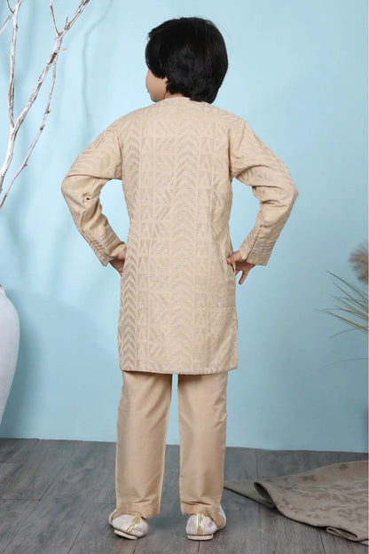 Beige Handloom Silk Kurta Pajama NCBW10710677
