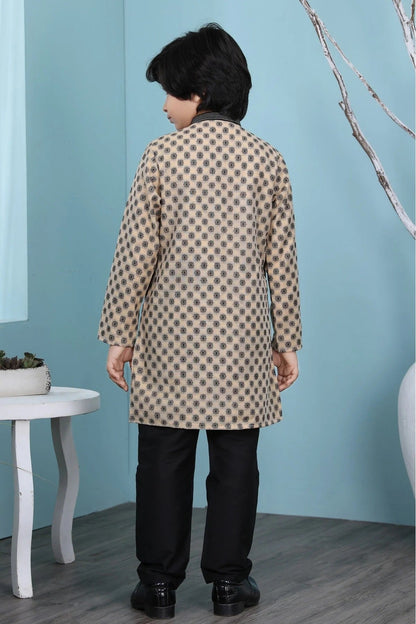 Beige Handloom Silk Kurta Pajama NCBW10710689